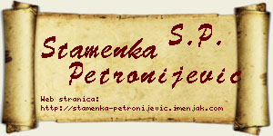 Stamenka Petronijević vizit kartica